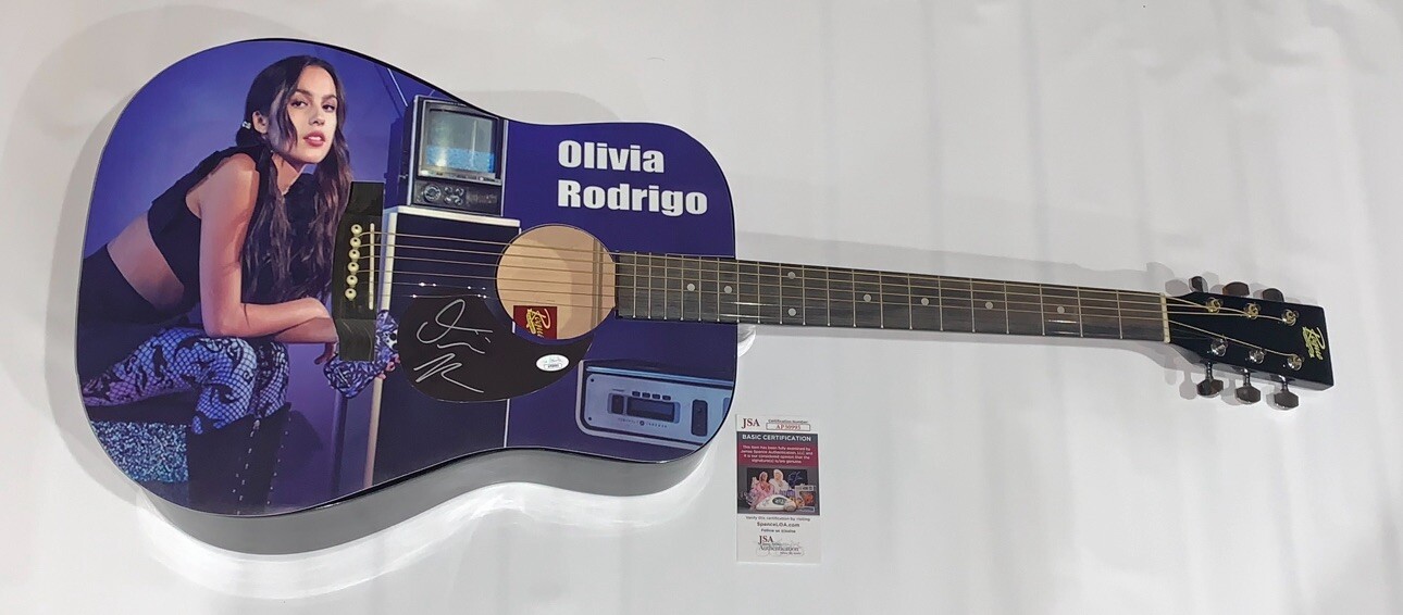 OLIVIA RODRIGO SIGNED CUSTOM ACOUSTIC GUITAR SOUR AUTOGRAPHED JSA COA