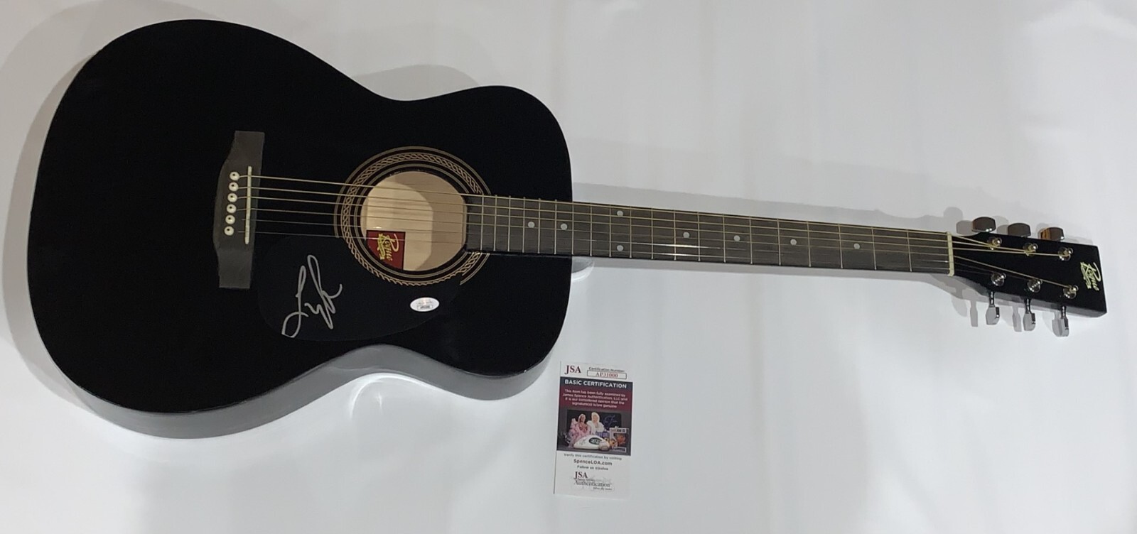 LYFE JENNINGS SIGNED BLACK ACOUSTIC GUITAR MUST BE NICE JSA COA
