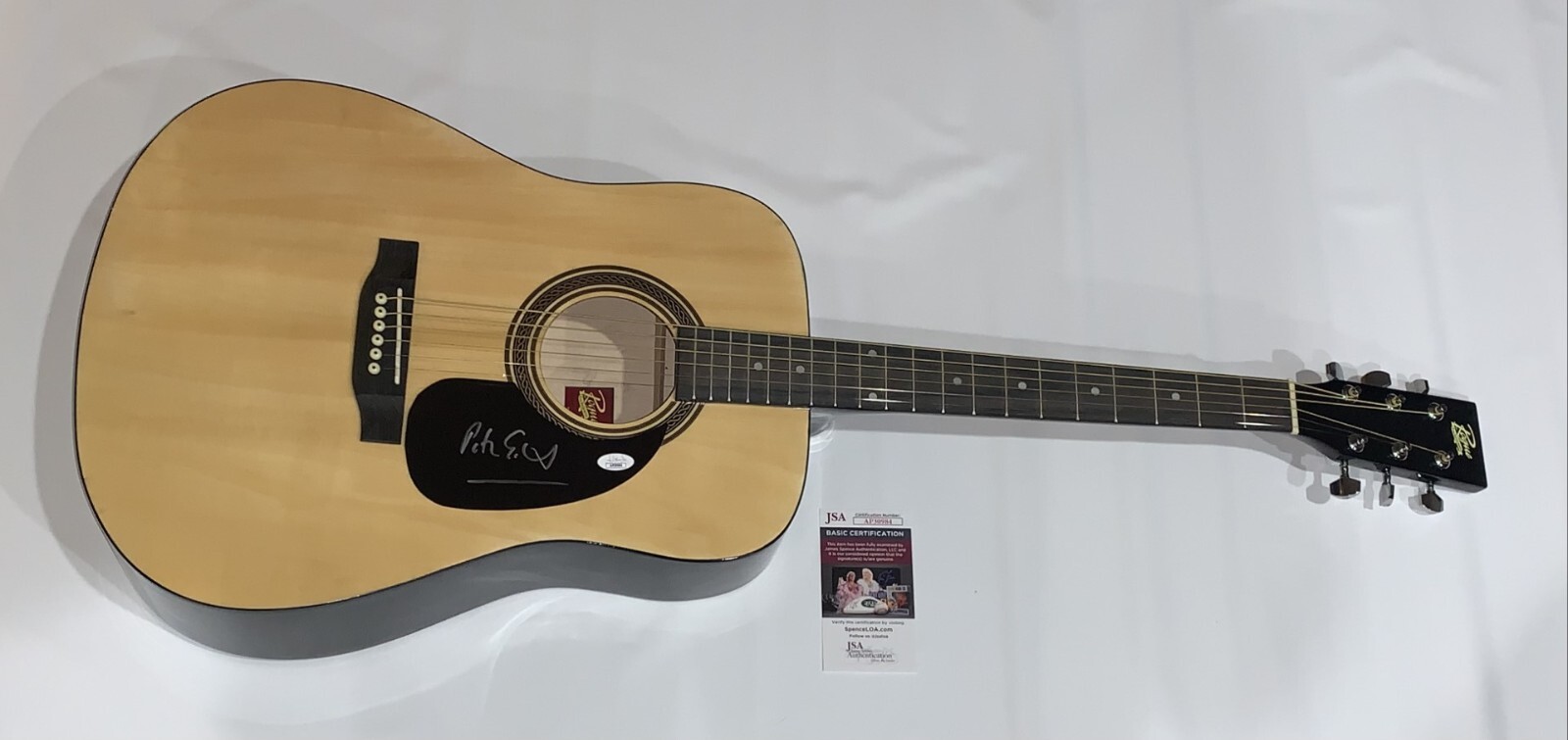 PETER GABRIEL SIGNED NATURAL ACOUSTIC GUITAR AUTOGRAPHED GENESIS JSA COA