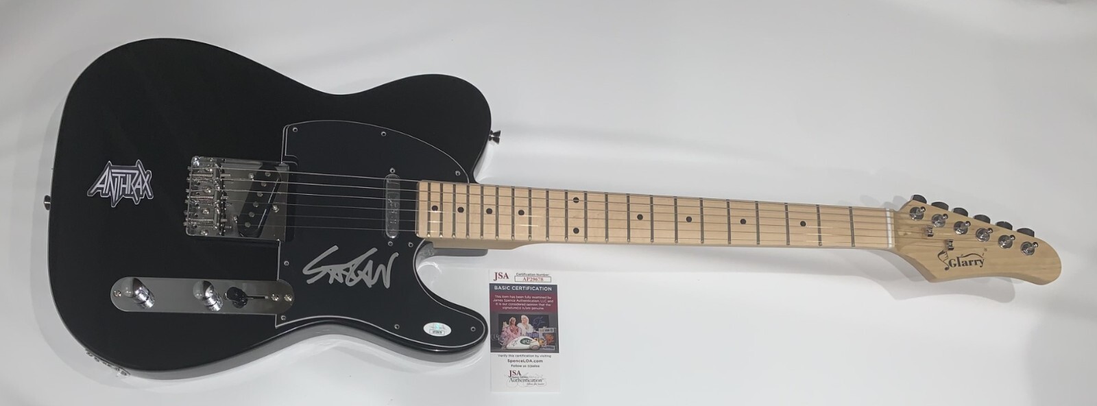 SCOTT IAN SIGNED BLACK ELECTRIC GUITAR ANTHRAX PROOF JSA COA