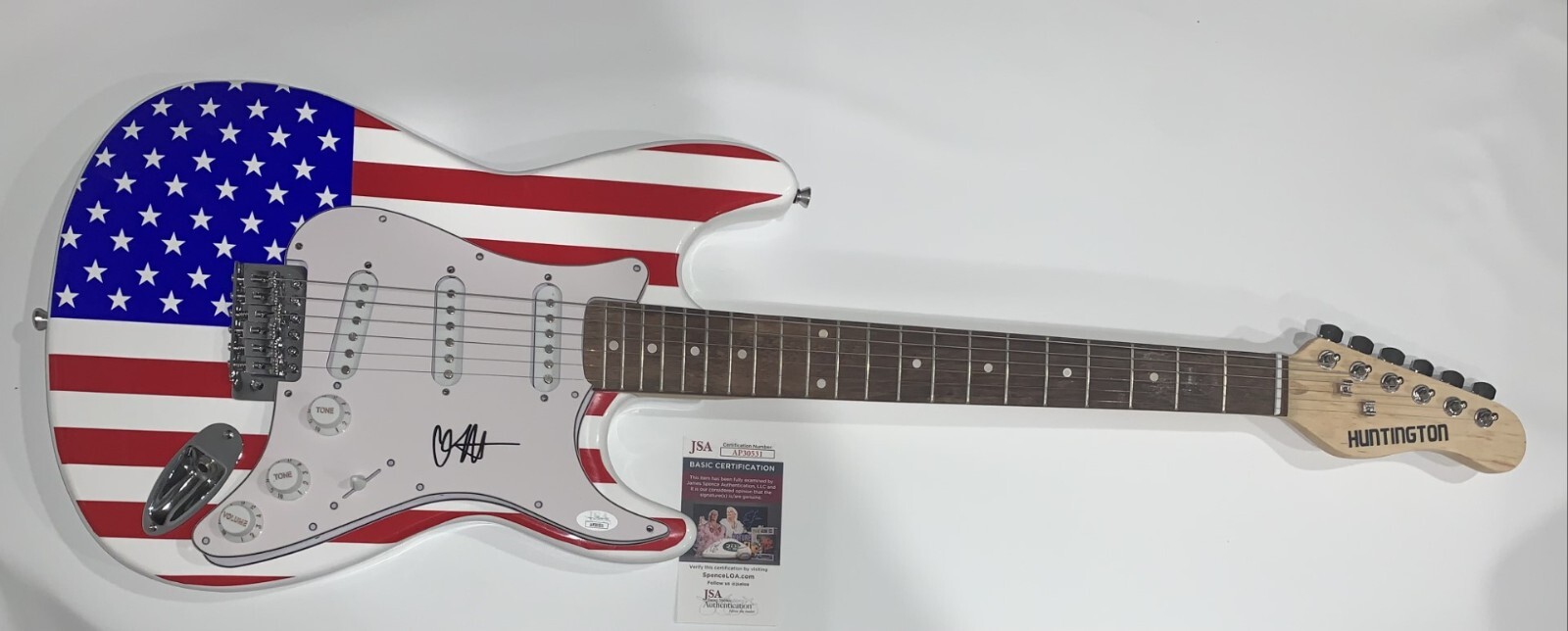 MATT SKIBA SIGNED USA FLAG ELECTRIC GUITAR ALKALINE TRIO BLINK 182 JSA COA