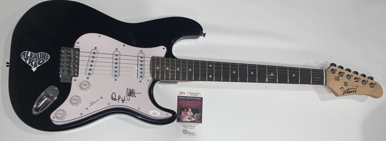 ALKALINE TRIO SIGNED BLACK ELECTRIC GUITAR MATT SKIBA DAN ANDRIANO JSA COA