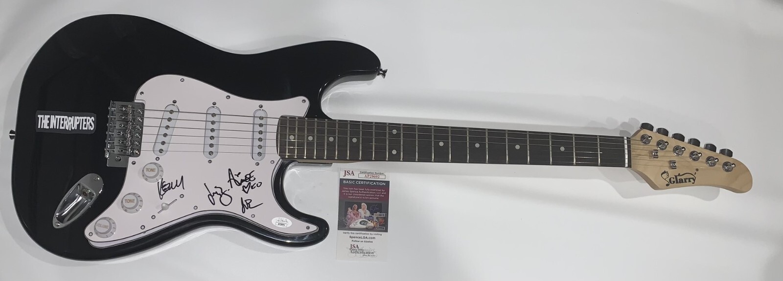 THE INTERRUPTERS SIGNED BLACK ELECTRIC GUITAR AIMEE ALL 4 JSA COA