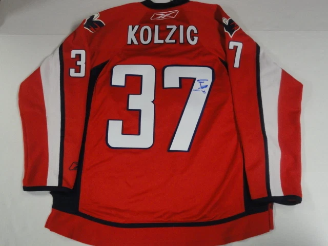 OLAF KOLZIG SIGNED REEBOK PREMIER WASHINGTON CAPITALS HOME JERSEY LICENSED