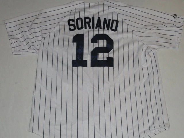 ALFONSO SORIANO SIGNED #12 NEW YORK YANKEES WHITE JERSEY AUTOGRAPHED LICENSED