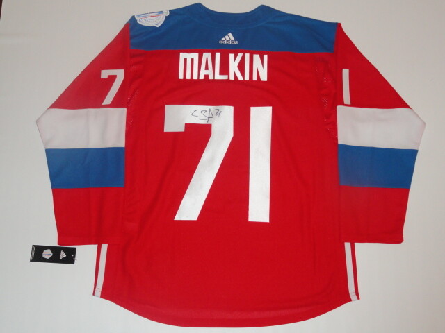 EVGENI MALKIN SIGNED 2016 RUSSIA WORLD CUP OF HOCKEY JERSEY LICENSED JSA COA