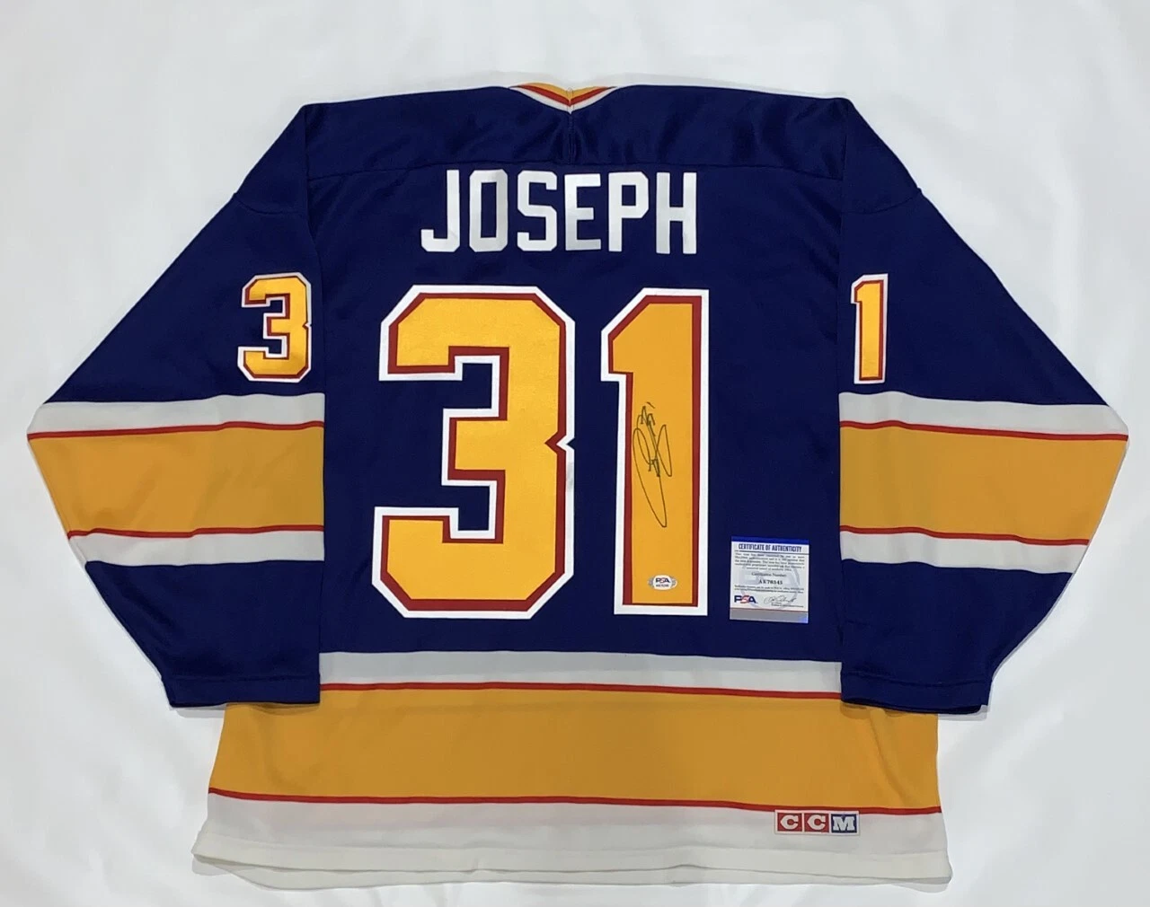 CURTIS JOSEPH SIGNED #31 CCM ST. LOUIS BLUES JERSEY LICENSED PSA COA
