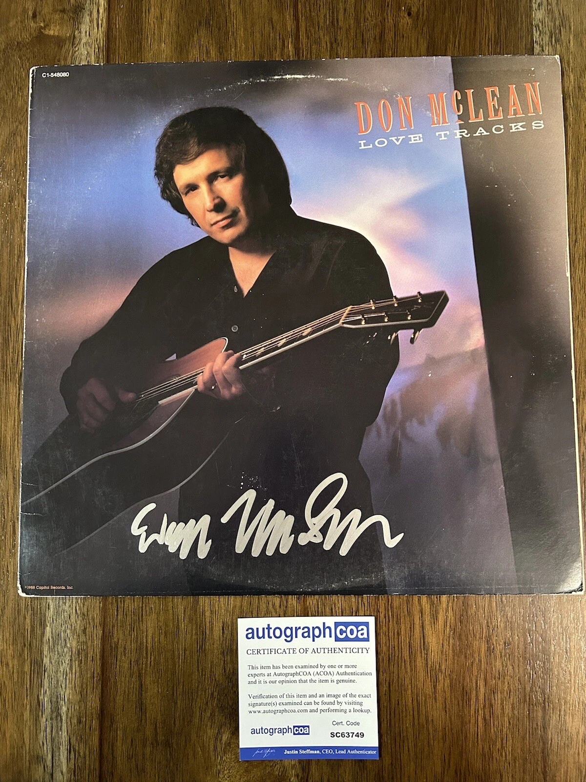 Don McLean ‘Love Tracks’ Signed Vinyl Album Folk Singer ‘American Pie’ ACOA