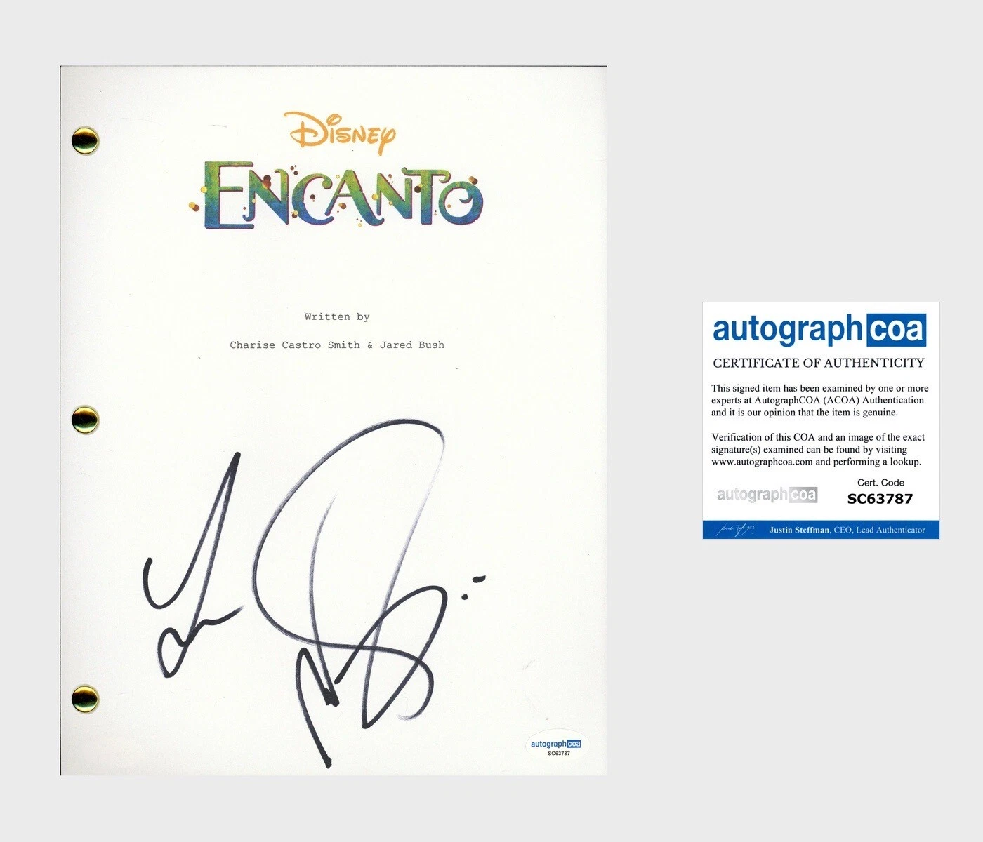 WILMER VALDERRAMA ‘ENCANTO’ SIGNED FULL MOVIE SCRIPT ‘AGUSTIN MADRIGAL’ ACOA COLLECTIBLE MEMORABILIA