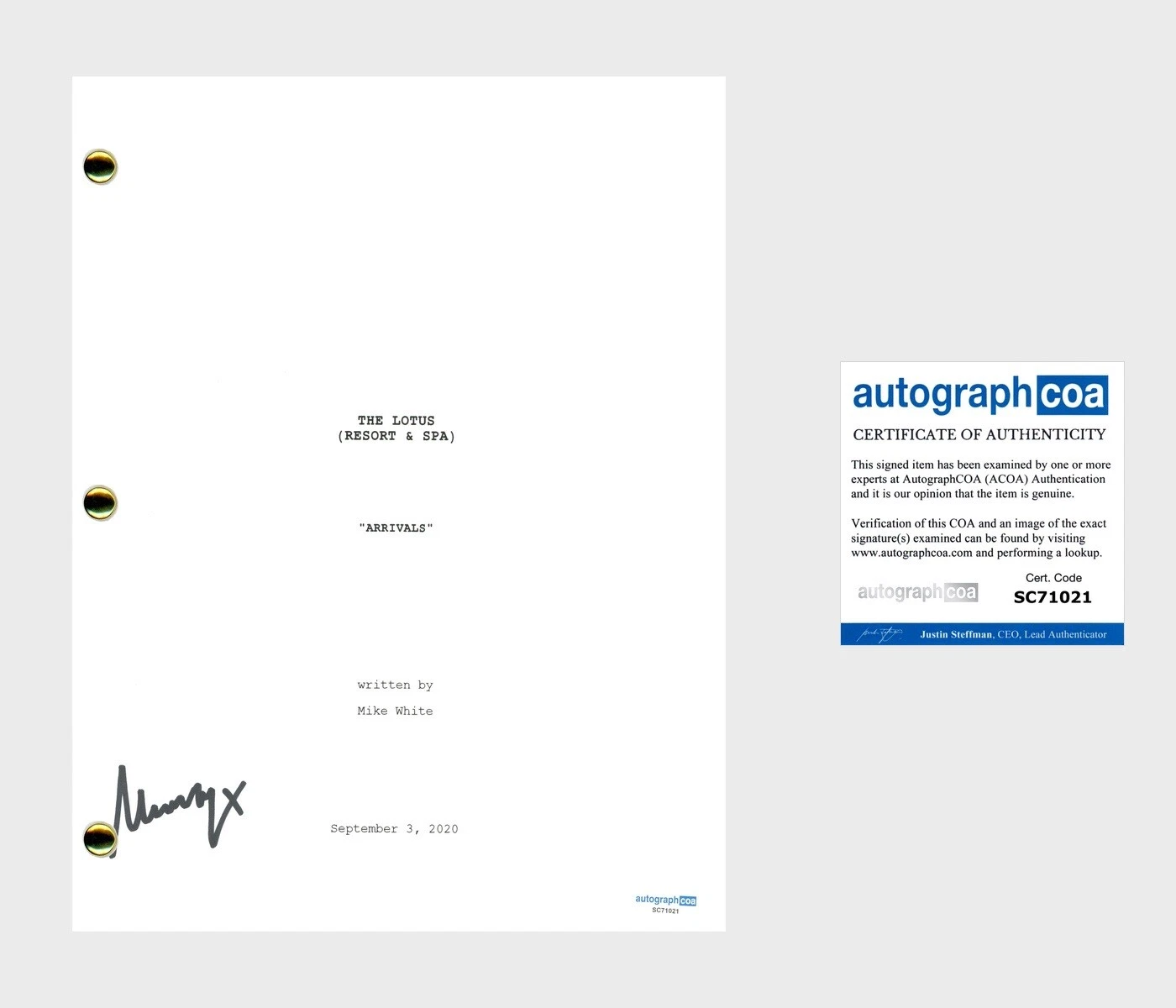 Murray Bartlett ‘The White Lotus’ Signed Full Script ‘Armond’ ACOA