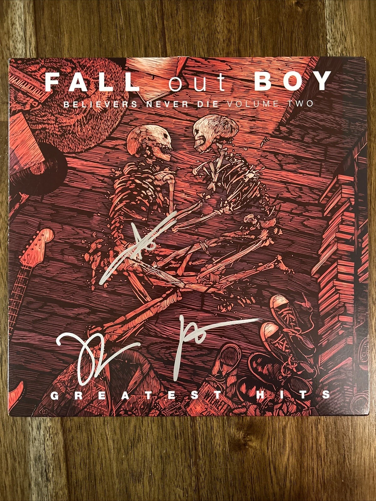 Pete Wentz & Patrick Stump Fall Out Boy Signed Vinyl Album Believers Never Die