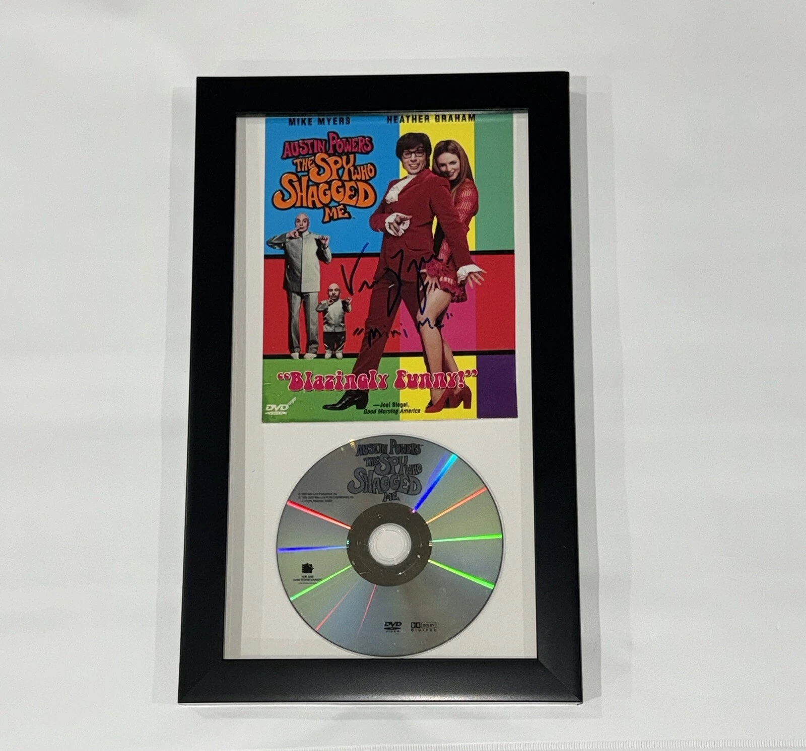 VERNE TROYER SIGNED FRAMED AUSTIN POWERS THE SPY WHO SHAGGED ME DVD MINI ME INSC