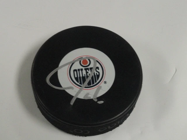 JORDAN EBERLE SIGNED EDMONTON OILERS LOGO PUCK AUTOGRAPHED