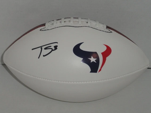 TOM SAVAGE SIGNED FOOTBALL HOUSTON TEXANS AUTOGRAPHED ROOKIE STAR
