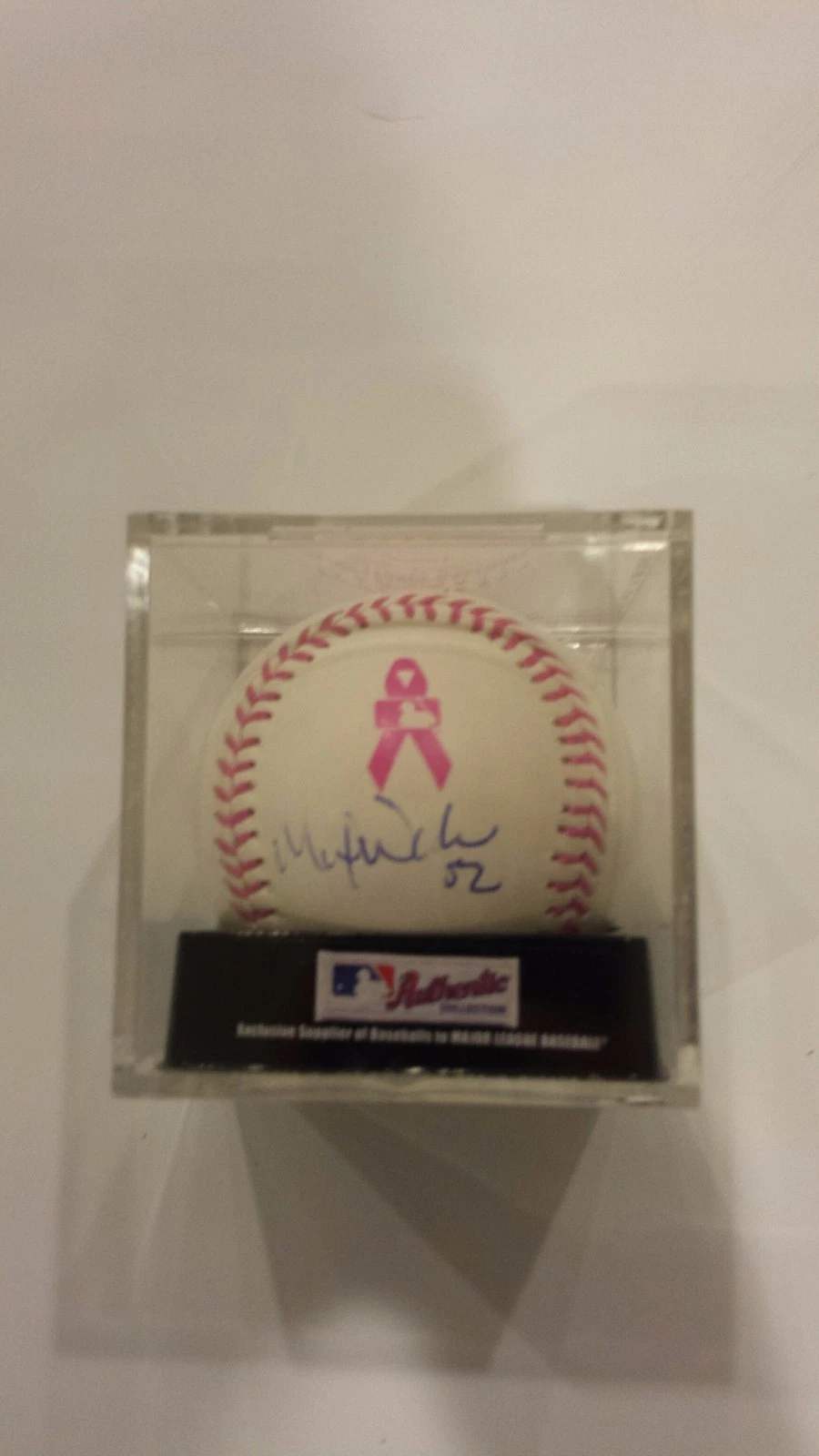 MICHAEL WACHA SIGNED PINK MOTHERS DAY OFFICIAL MAJOR LEAGUE BASEBALL PROOF