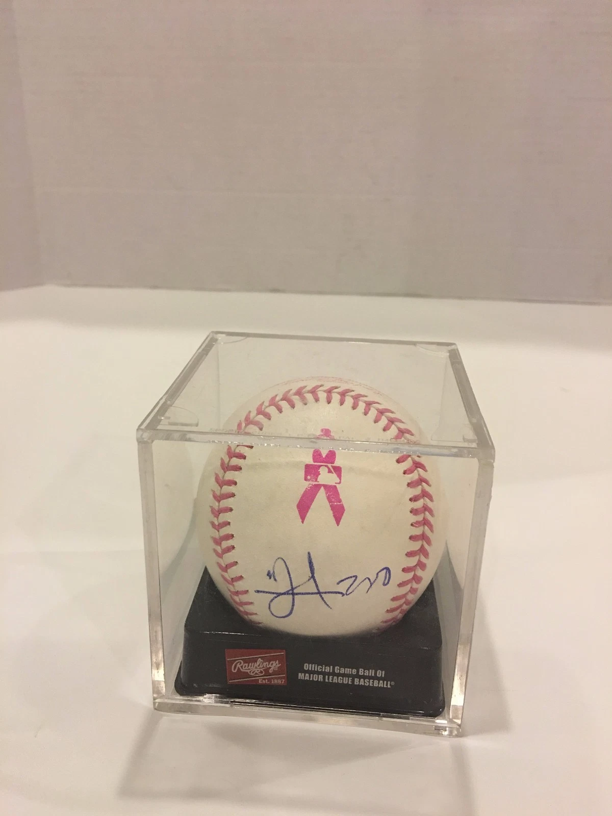 VINCENT VELASQUEZ SIGNED COMMEMORATIVE PINK MOTHERS DAY OMLB PHLLIES W/ CASE