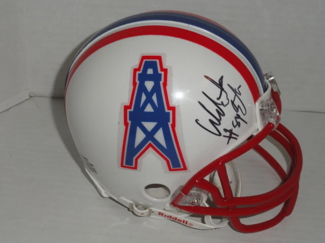 WEBSTER SLAUGHTER SIGNED HOUSTON OILERS MINI HELMET AUTOGRAPHED COLLECTIBLE MEMORABILIA