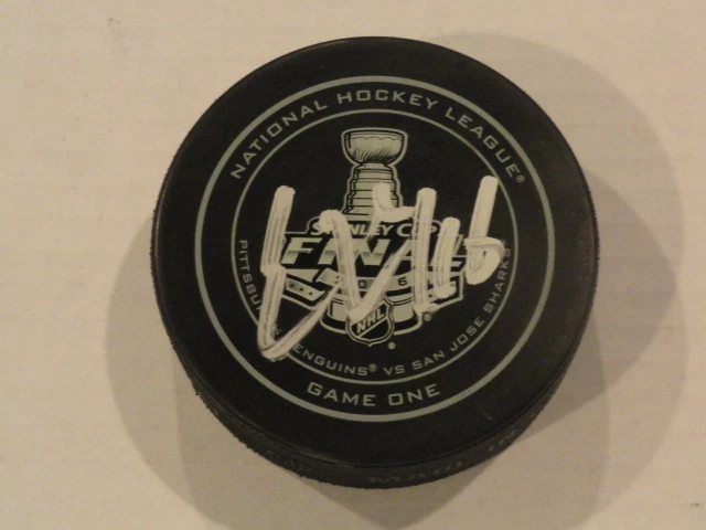 ERIC FEHR SIGNED 2016 STANLEY CUP FINALS OFFICIAL GAME PUCK PENGUINS PROOF