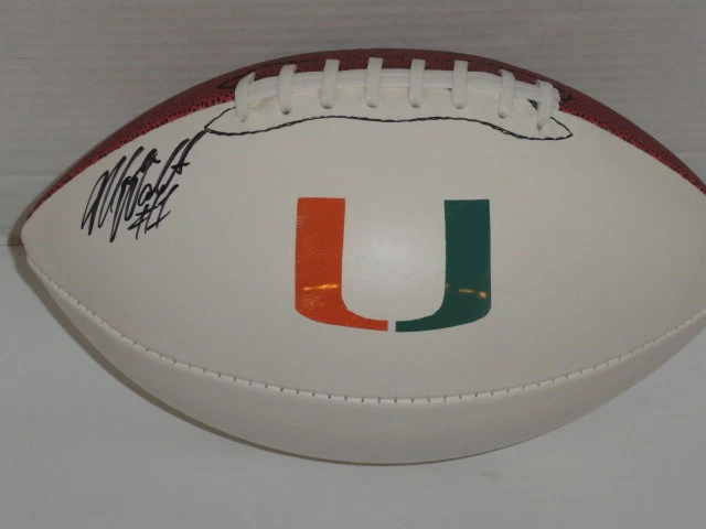MARK WALTON SIGNED FOOTBALL MIAMI HURRICANES AUTOGRAPHED STUD PROOF