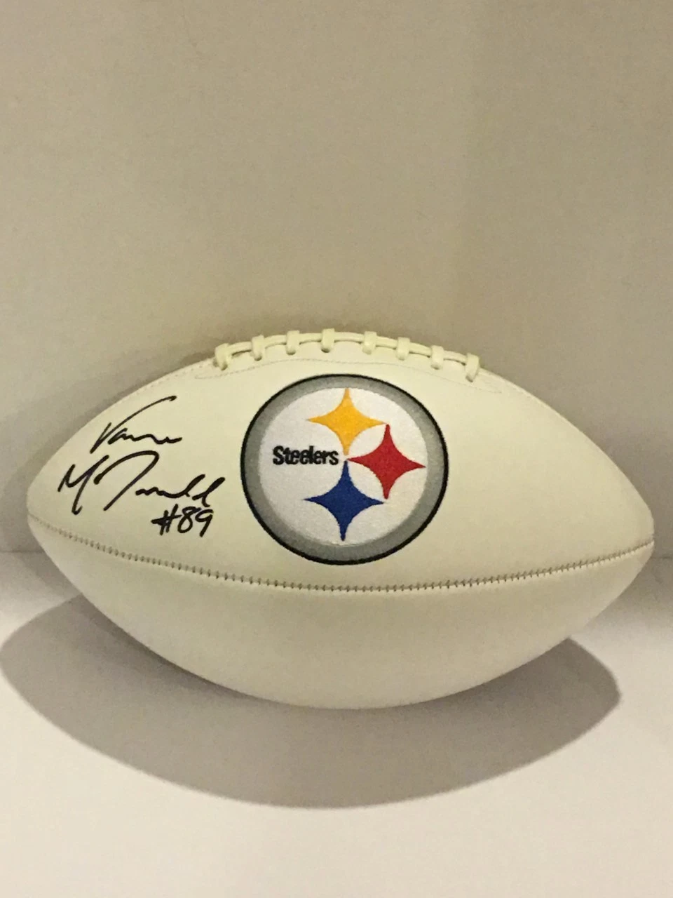 VANCE MCDONALD SIGNED PITTSBURGH STEELERS LOGO FOOTBALL PROOF COLLECTIBLE MEMORABILIA