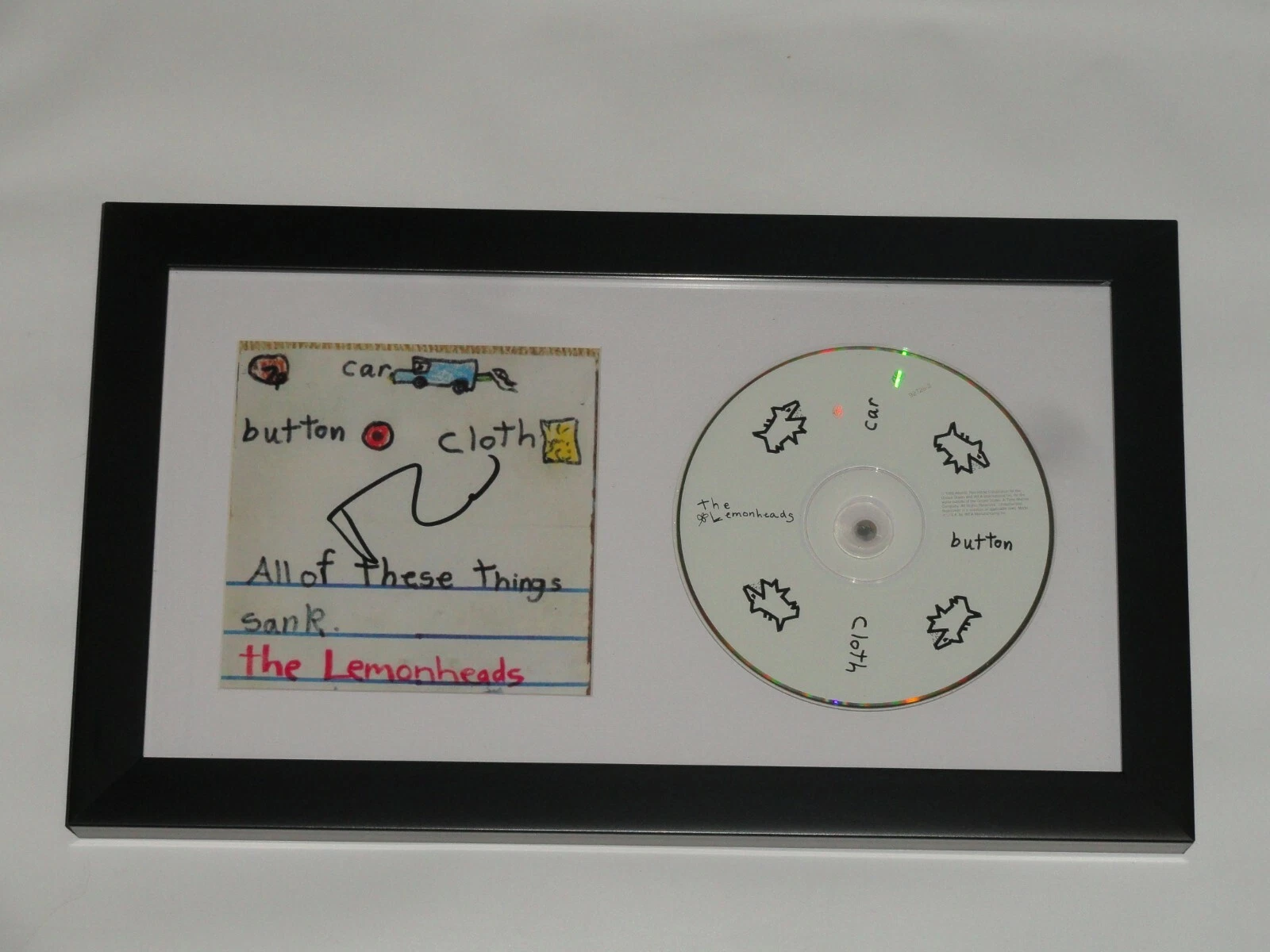 EVAN DANDO SIGNED FRAMED CAR BUTTON CLOTH CD THE LEMONHEADS PROOF VERY RARE