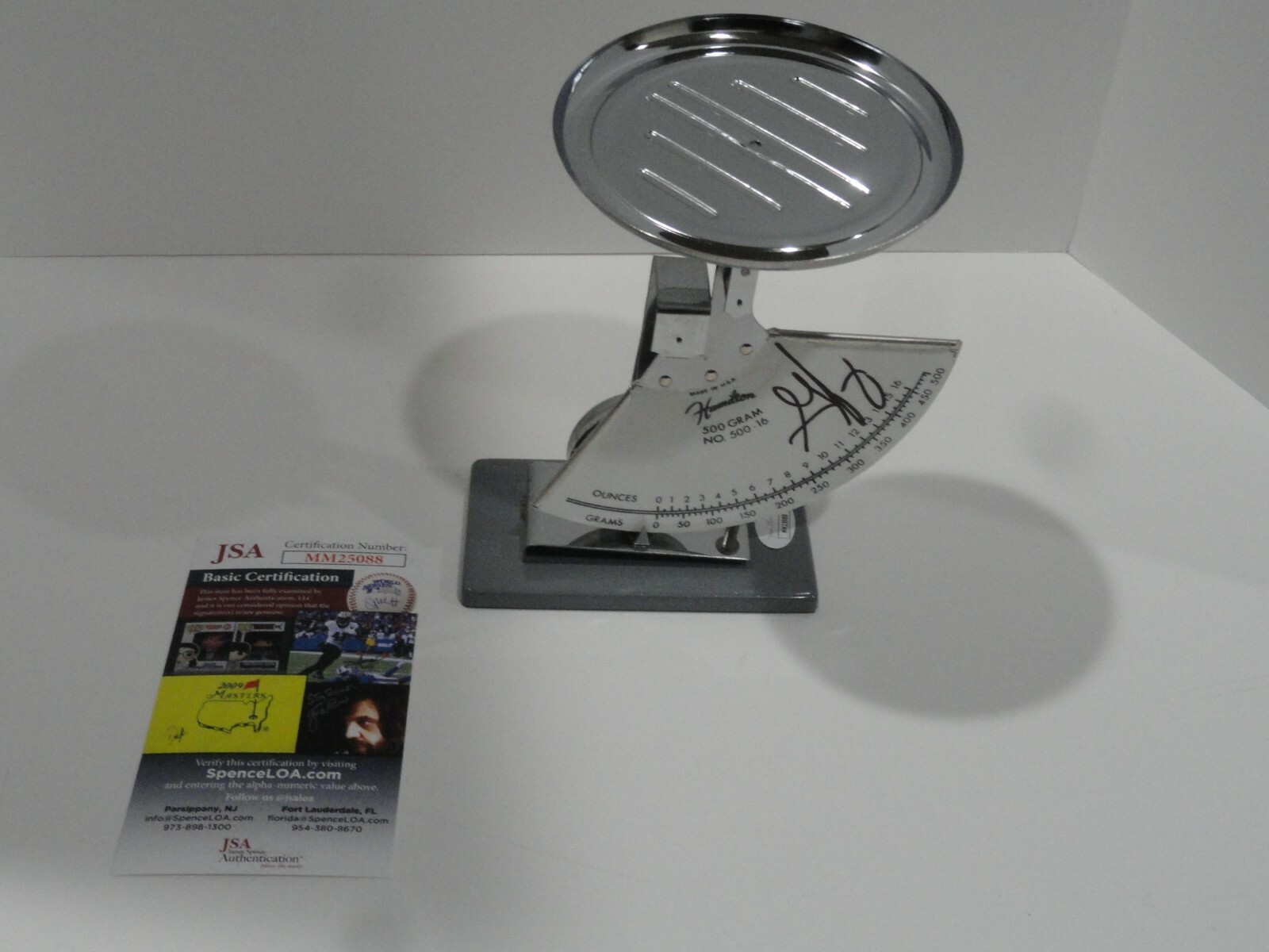 GEORGE JUNG SIGNED GRAM OUNCE SCALE BOSTON GEORGE INSCRIPTION JSA COA 1