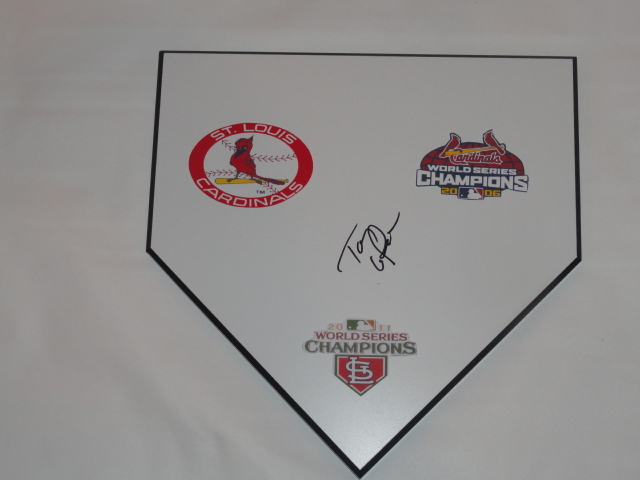 TONY LARUSSA SIGNED HOME PLATE ST. LOUIS CARDINALS WORLD SERIES RARE