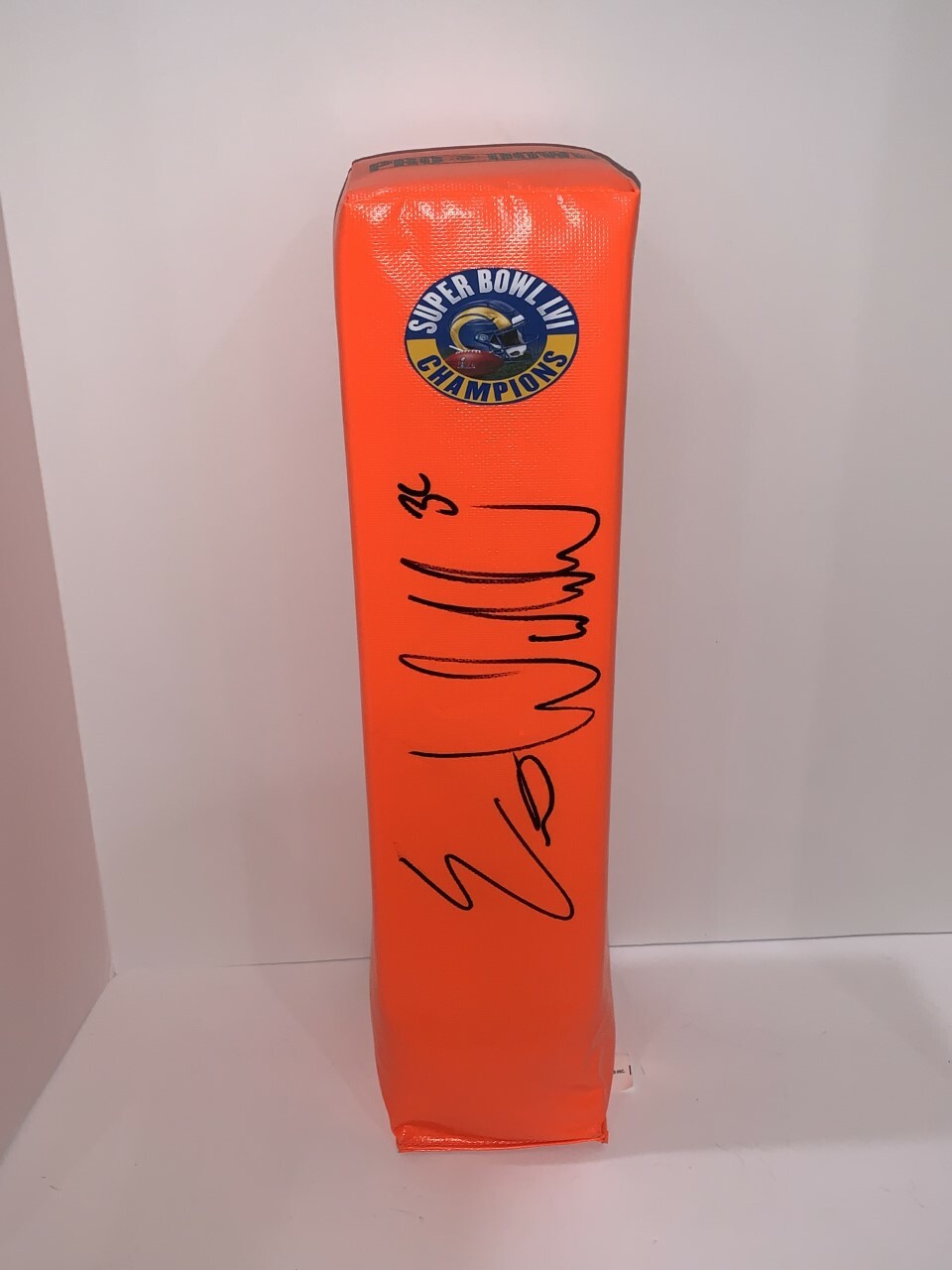 ERIC WEDDLE SIGNED TOUCHDOWN PYLON LOS ANGELES RAMS SUPER BOWL LVI CHAMPS PROOF