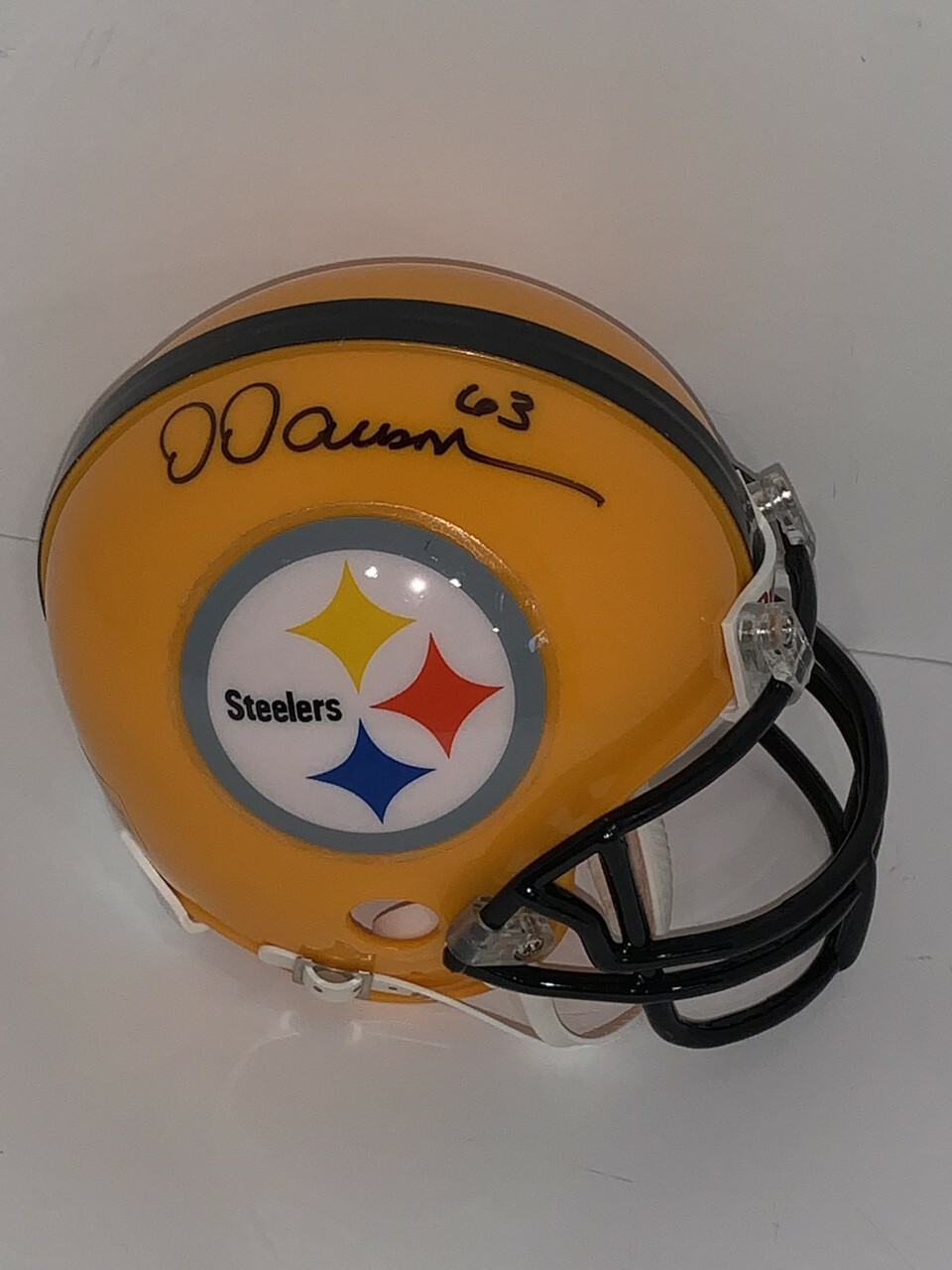 DERMONTTI DAWSON SIGNED PITTSBURGH STEELERS ANNIVERARY MINI HELMET