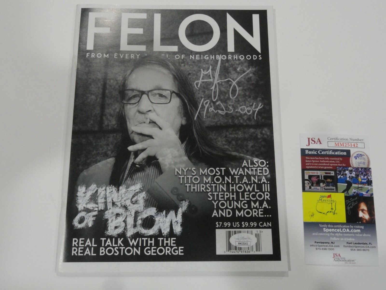 GEORGE JUNG SIGNED FELON MAGAZINE FULL BOSTON GEORGE AUTOGRAPHED RARE JSA COA