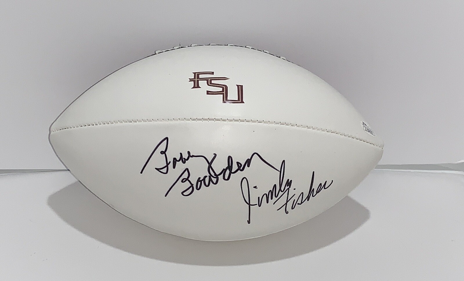 BOBBY BOWDEN & JIMBO FISHER SIGNED FOOTBALL FLORIDA ST. SEMINOLES JSA COA PROOF