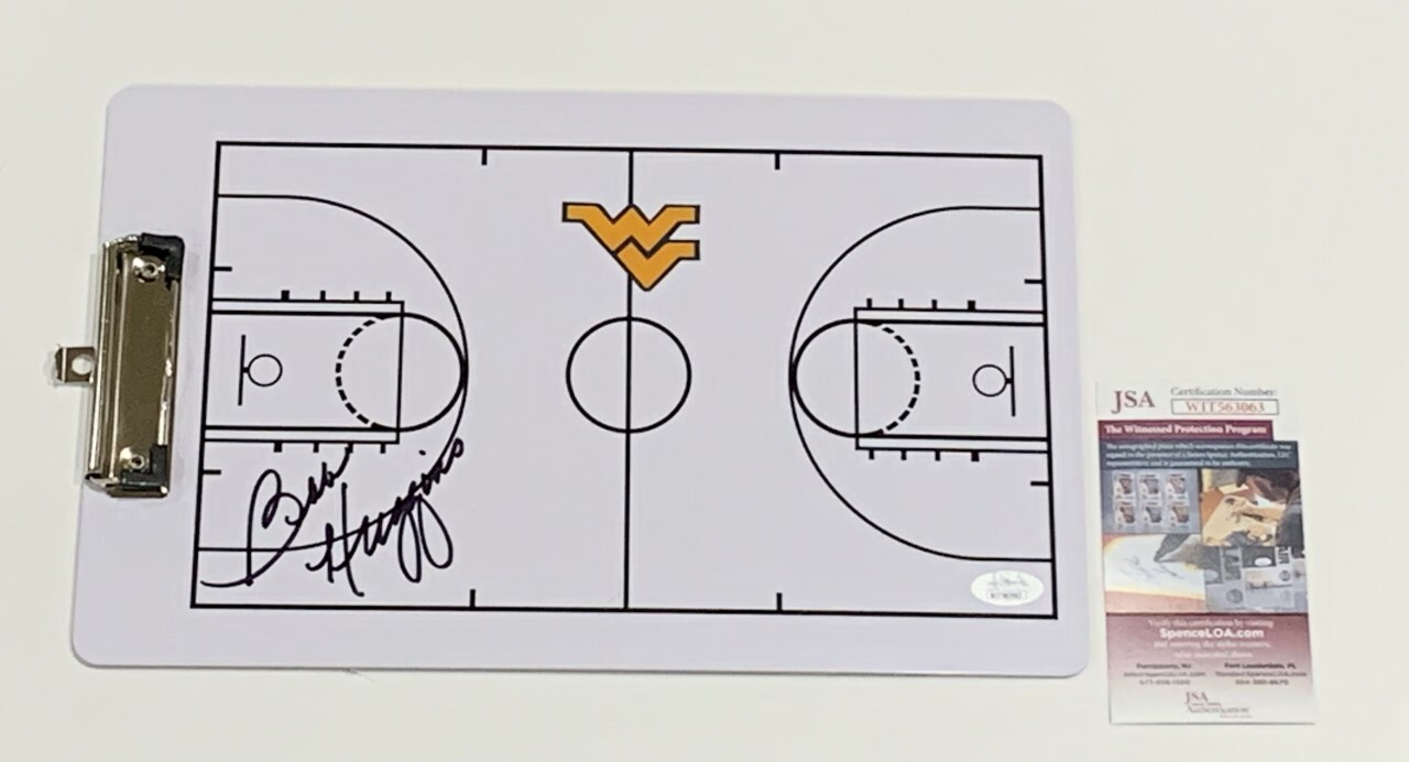 BOB HUGGINS SIGNED CLIPBOARD WEST VIRGINIA MOUNTAINEERS BOBBY HOF JSA COA