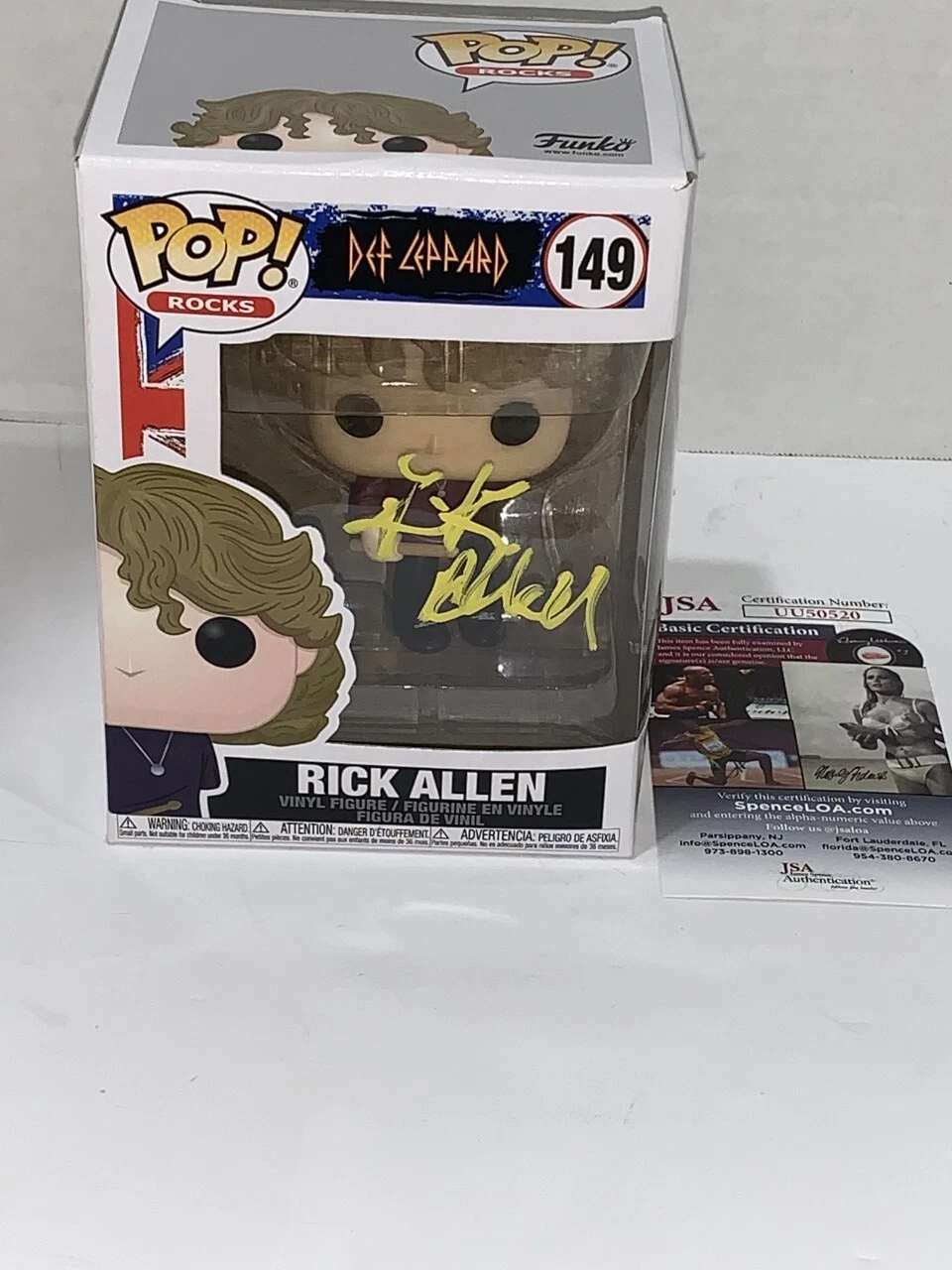 RICK ALLEN SIGNED FUNKO POP DEF LEPPARD AUTOGRAPHED LEGEND PROOF JSA COA