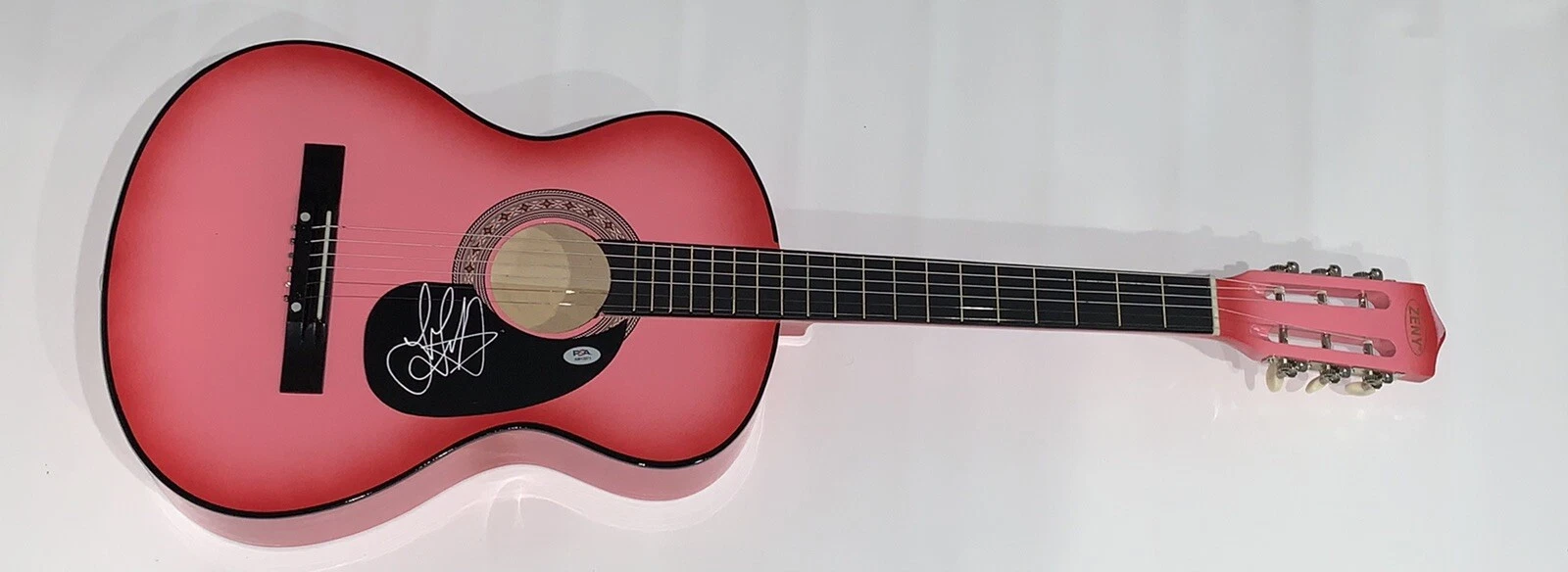 TIFFANY DARWISH SIGNED HOT PINK ACOUSTIC GUITAR PROOF 80S POP SINGER PSA COA