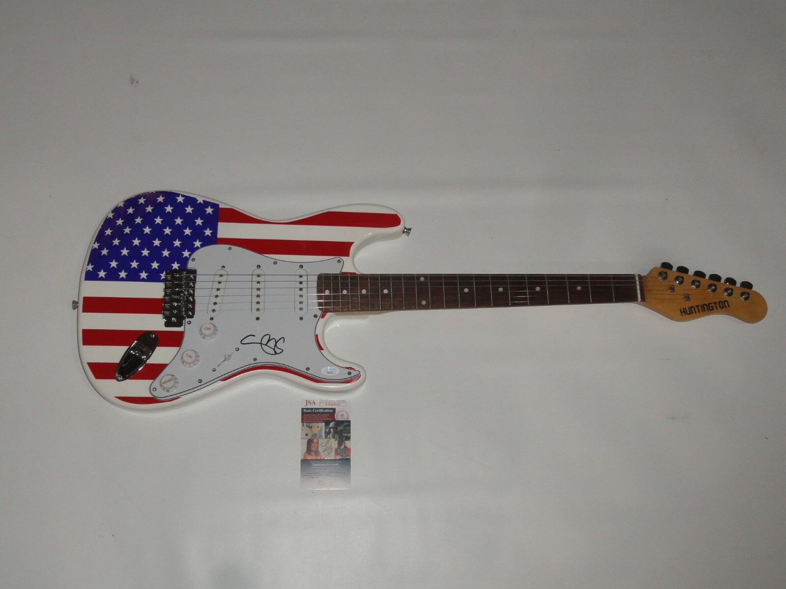 MIKE PENCE SIGNED USA FLAG ELECTRIC GUITAR VICE PRESIDENT DONALD TRUMP JSA COA 1
