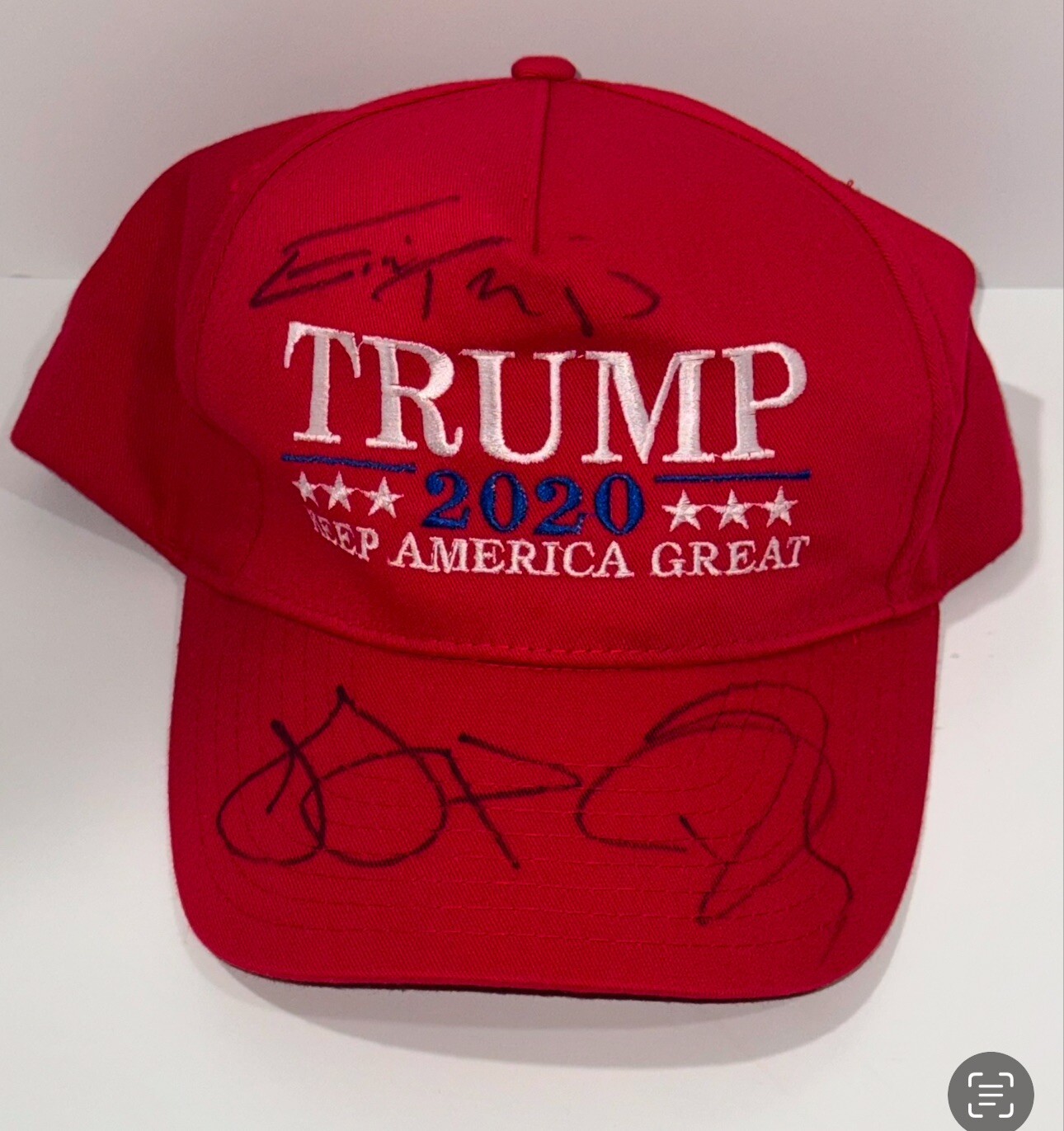 IVANKA TRUMP & DONALD TRUMP JR. SIGNED KEEP AMERICA GREAT HAT 2020 MAGA JSA COA