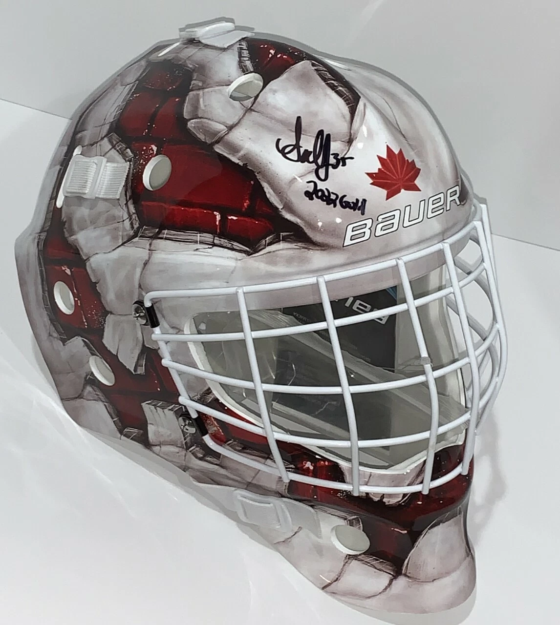 ANN-RENEE DESBIENS SIGNED F/S GOALIE MASK TEAM CANADA 2022 OLYMPICS PSA COA
