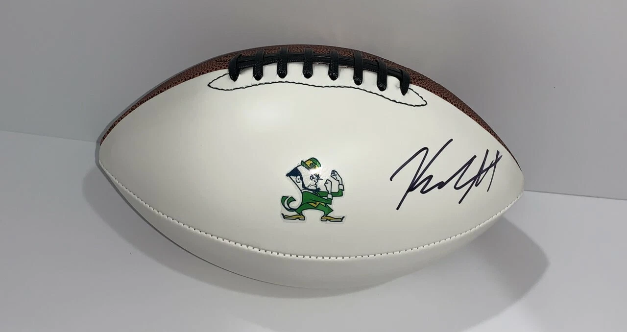 KYLE HAMILTON SIGNED FOOTBALL NOTRE DAME FIGHTING IRISH ROOKIE STAR JSA COA