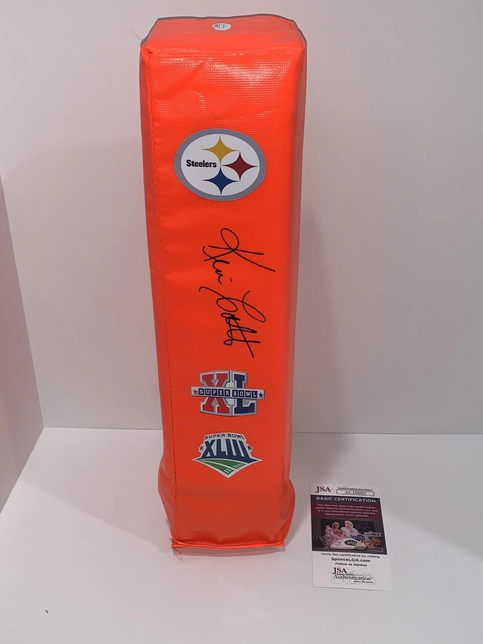 KEVIN COLBERT SIGNED PITTSBURGH STEELERS TOUCHDOWN PYLON SUPER BOWL JSA COA