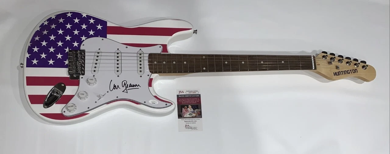 LOU GRAMM SIGNED USA FLAG ELECTRIC GUITAR FOREIGNER JSA COA