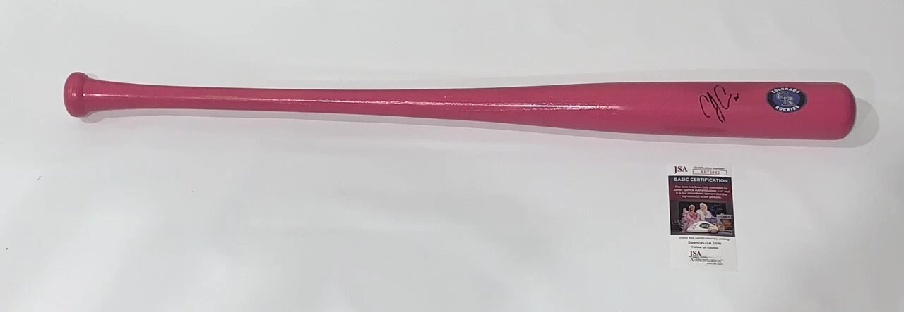 C.J. CRON SIGNED PINK BAT COLORADO ROCKIES AUTOGRAPHED CJ JSA COA