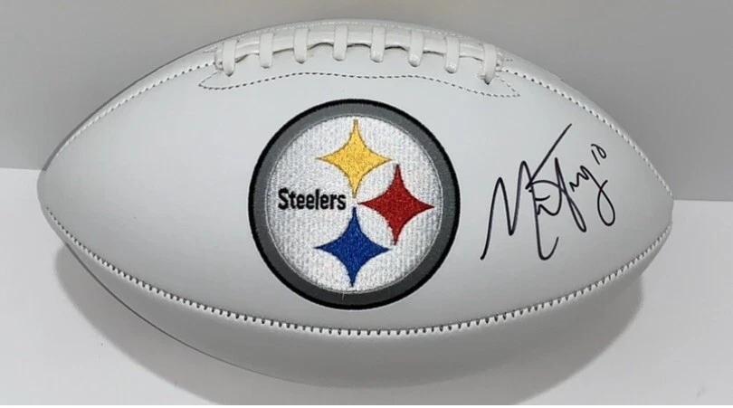 MITCH TRUBISKY SIGNED PITTSBURGH STEELERS LOGO FOOTBALL PROOF JSA COA