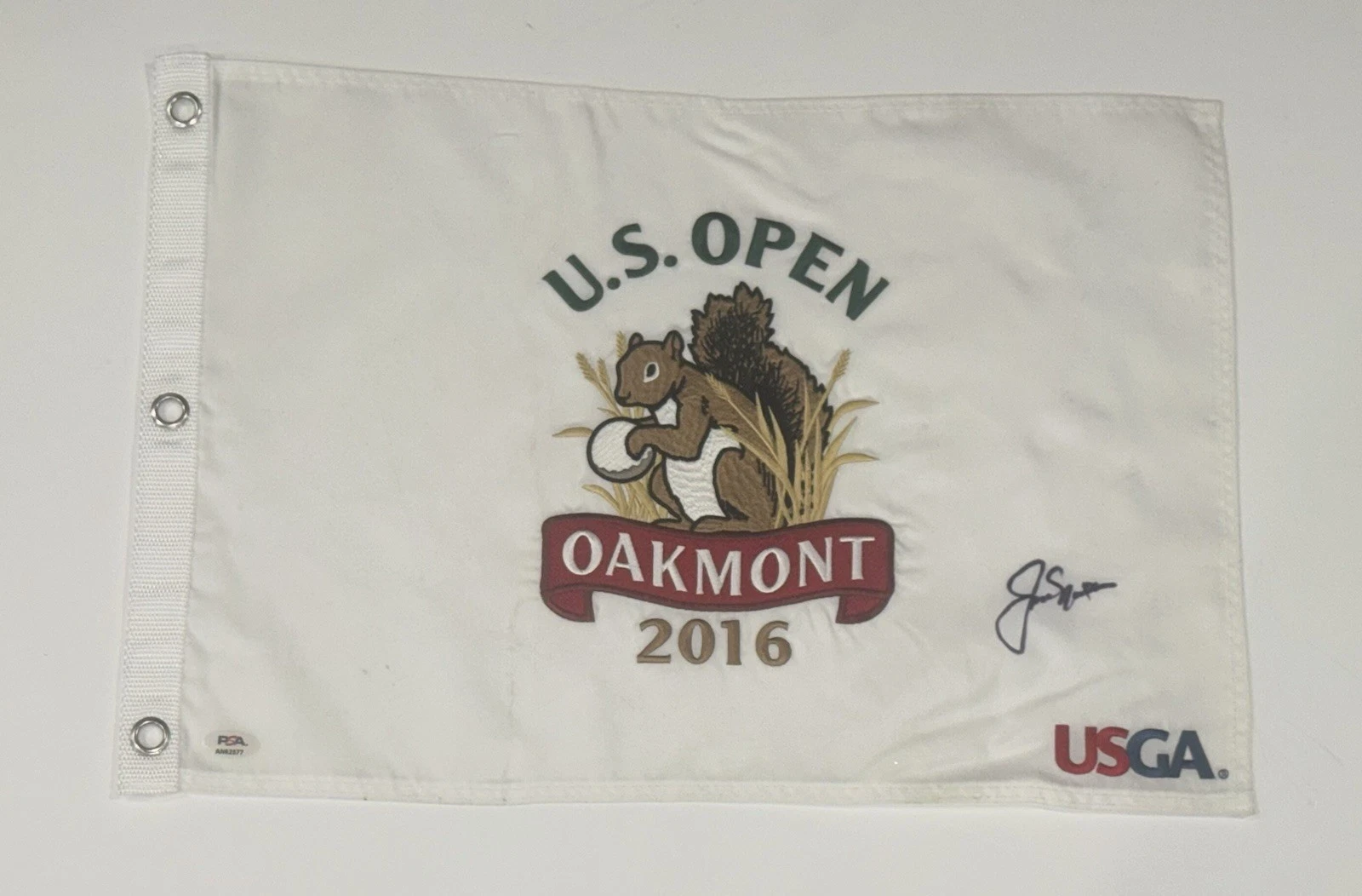 JACK NICKLAUS SIGNED 2016 US OPEN PIN FLAG OAKMONT PROOF PSA COA