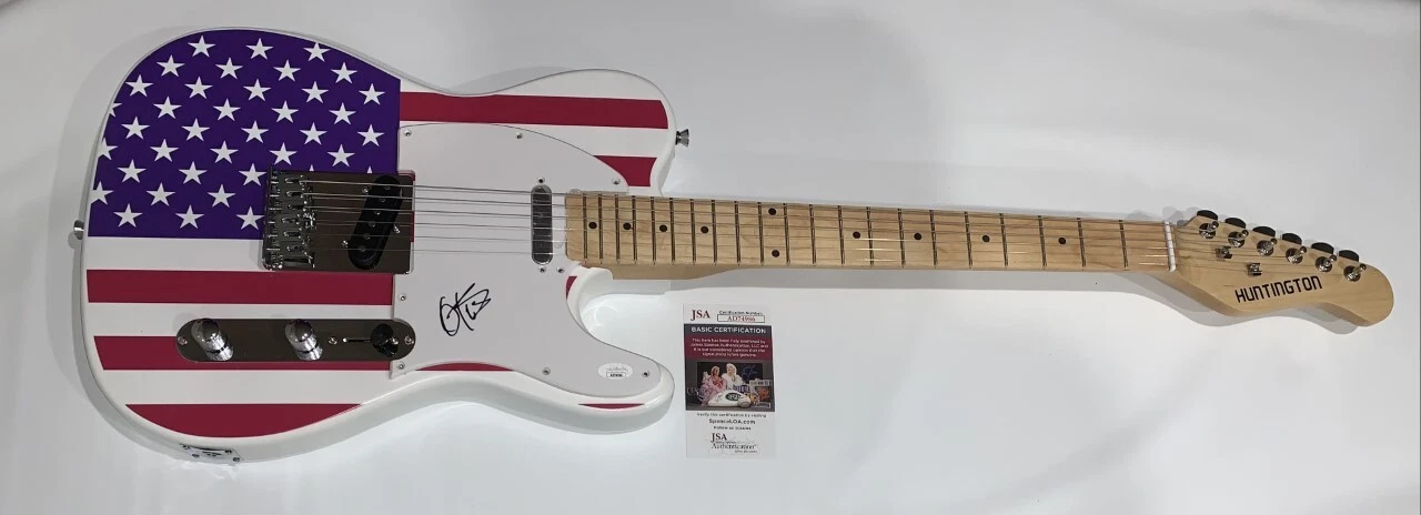 OTIS WILLIAMS SIGNED USA FLAG ELECTRIC GUITAR THE TEMPTATIONS PROOF JSA COA