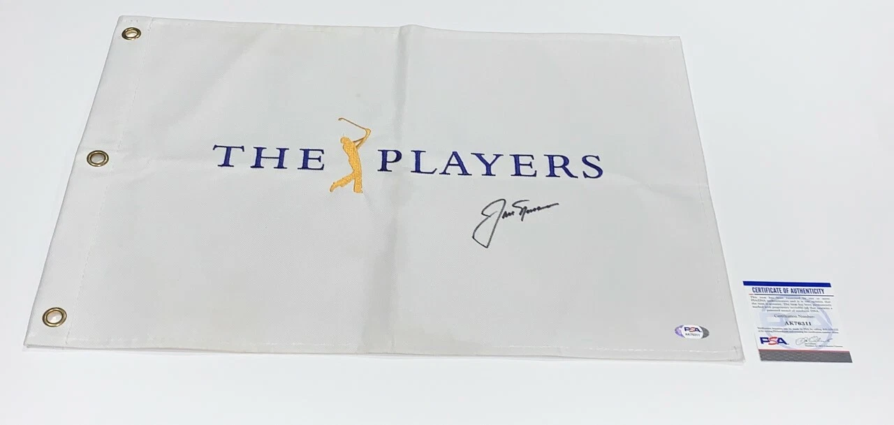 JACK NICKLAUS SIGNED PLAYERS CHAMPIONSHIP PIN FLAG GOLDEN BEAR PROOF PSA COA