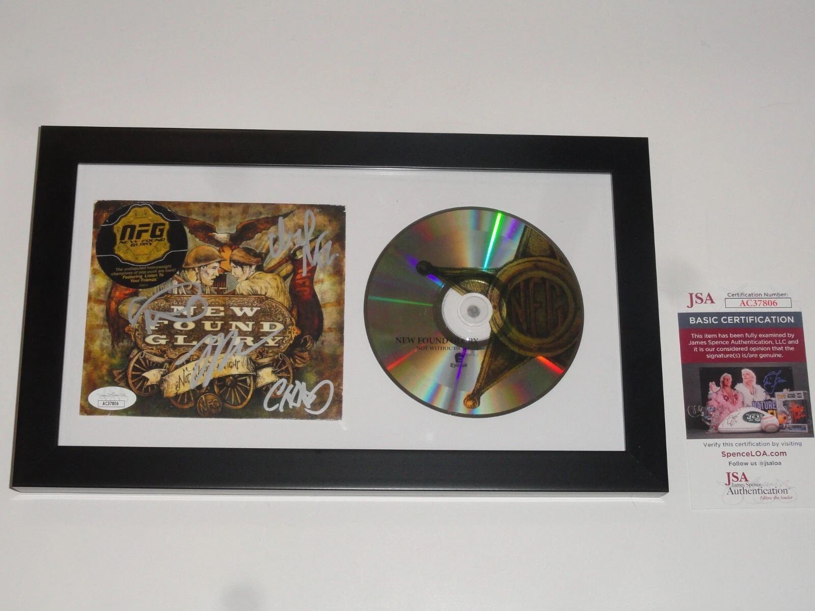NEW FOUND GLORY SIGNED FRAMED NOT WITHOUT A FIGHT CD JORDAN PUNDIK ALL 4 JSA COA