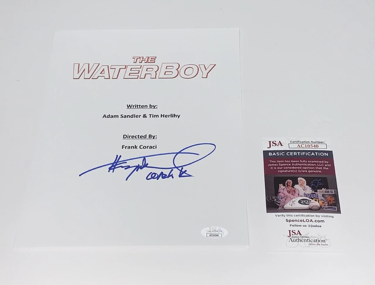 HENRY WINKLER SIGNED THE WATERBOY FULL MOVIE SCRIPT COACH KLEIN PROOF JSA COA