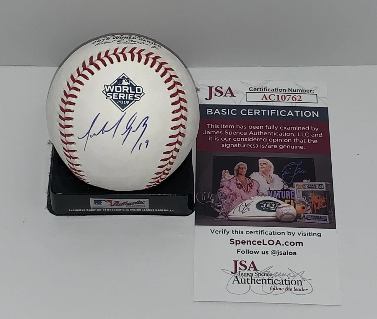 ANIBAL SANCHEZ SIGNED 2019 WORLD SERIES BASEBALL WASHINGTON NATIONALS JSA COA