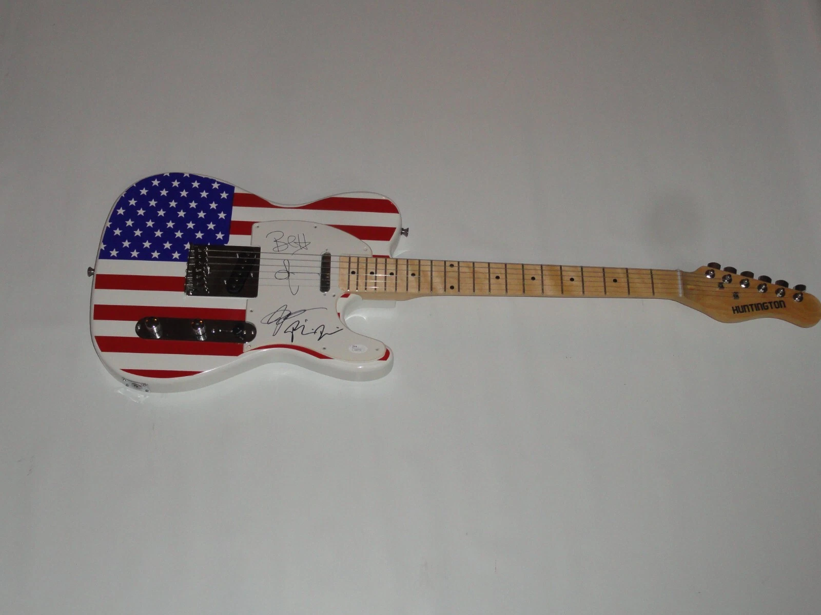 BLUES TRAVELER SIGNED USA FLAG ELECTRIC GUITAR JOHN POPPER ALL 5 PROOF JSA COA