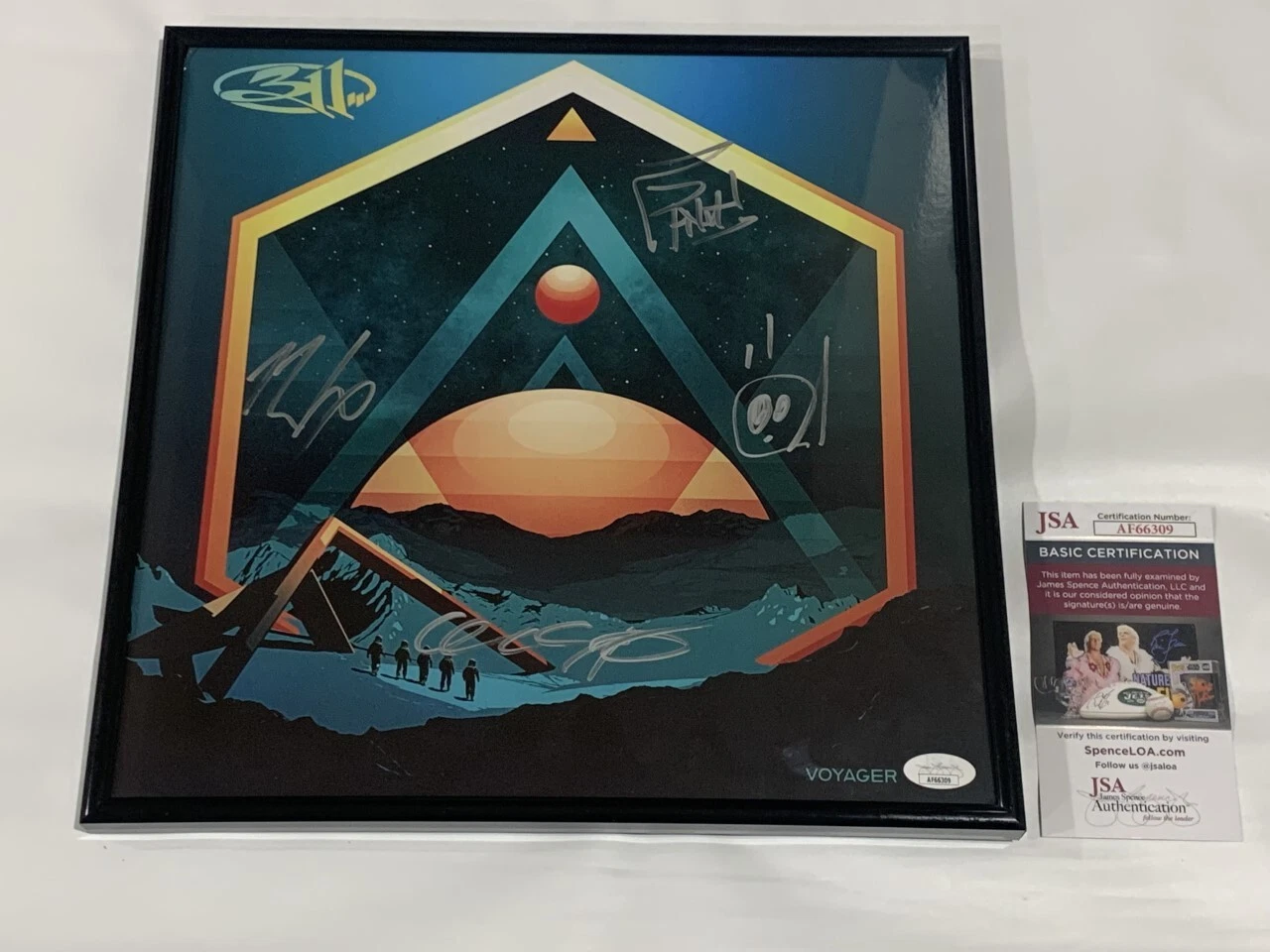 311 SIGNED FRAMED VOYAGER VINYL ALBUM NICK HEXUM SA CHAD P-NUT JSA COA